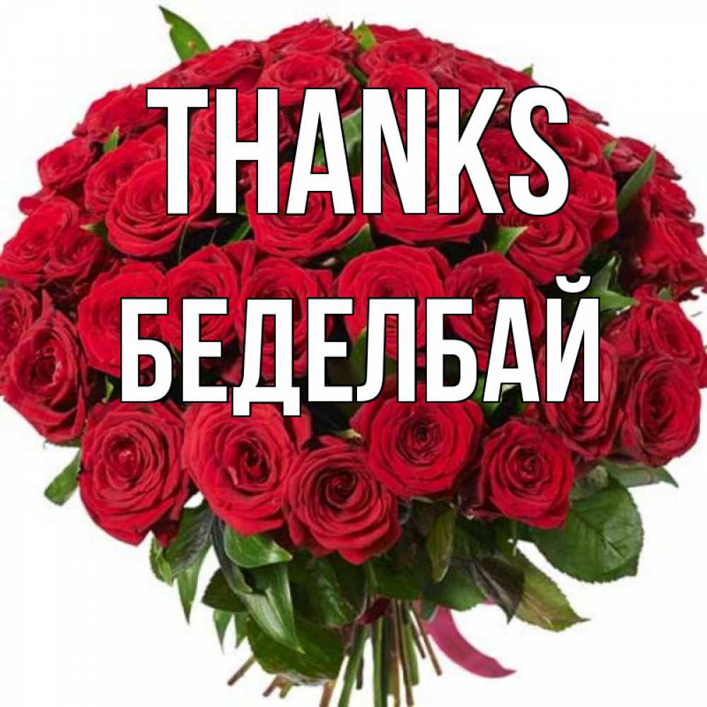 Greetings card с именем, Беделбай Thanks букет красных роз Greetings with text for free download 
