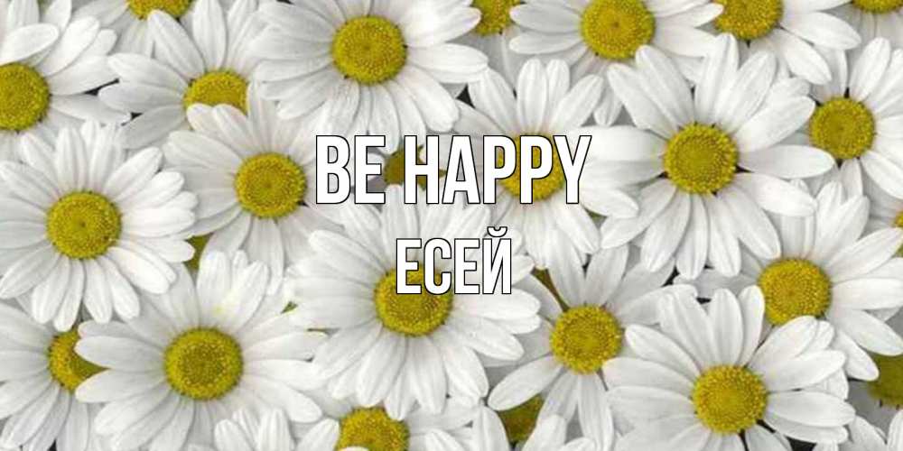 Greetings card с именем, Есей Be happy поляна ромашек Greetings with text for free download 