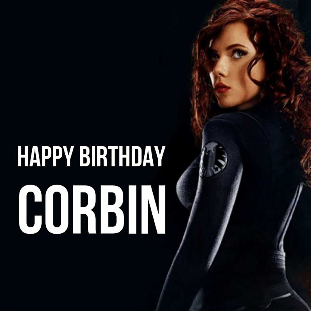 Greetings card с именем, Corbin Happy Birthday Марвел черная вдова Greetings with text for free download 
