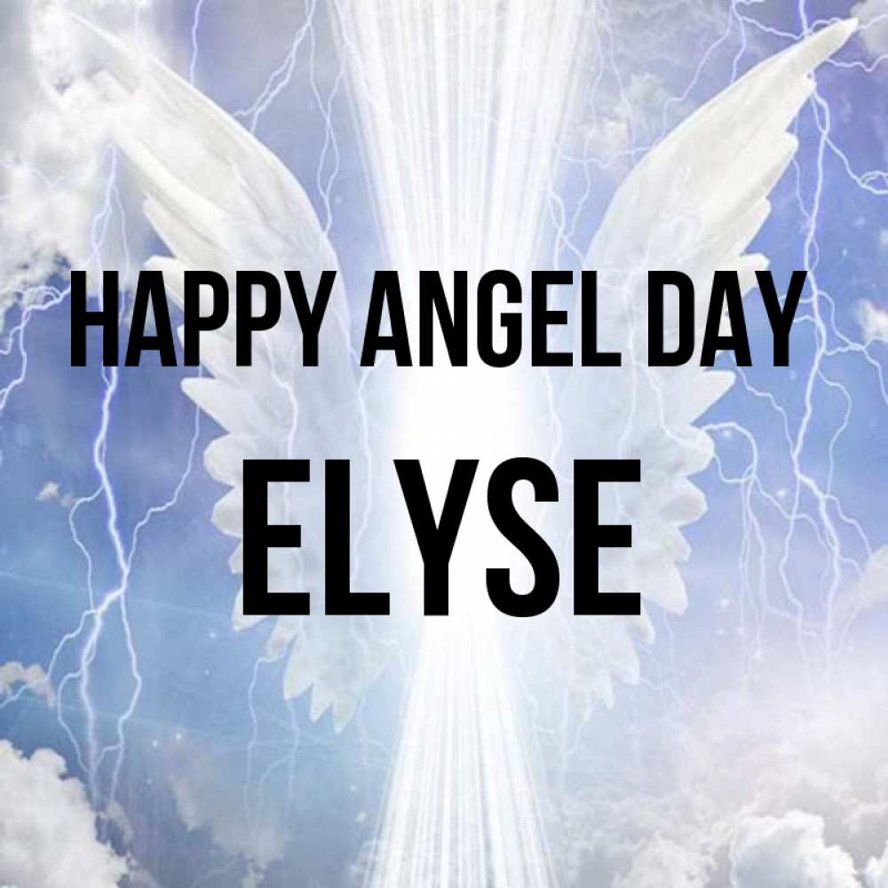 Greetings card с именем, Elyse happy angel day молнии на небе и свет Greetings with text for free download 