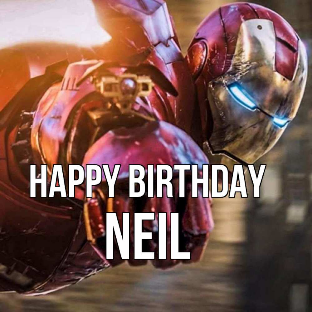 Greetings card с именем, Neil Happy Birthday марвел супергерои в костюме Greetings with text for free download 