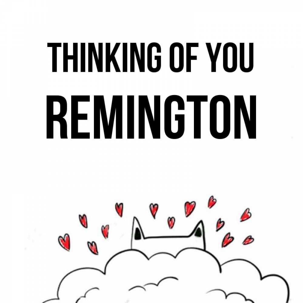 Greetings card с именем, Remington Thinking of you кот за облаком Greetings with text for free download 