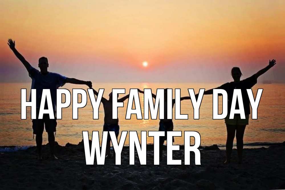 Greetings card с именем, Wynter happy family day мама, папа, дети, дочка,сын, море, пляж, закат Greetings with text for free download 