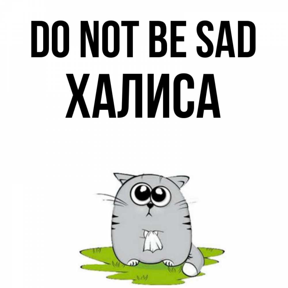 Greetings card с именем, ХАЛИСА Do not be sad грустный котяра Greetings with text for free download 