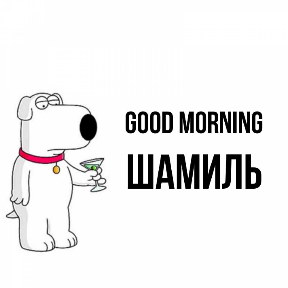 Greetings card с именем, Шамиль Good morning герои мультфильмов белый пес Greetings with text for free download 