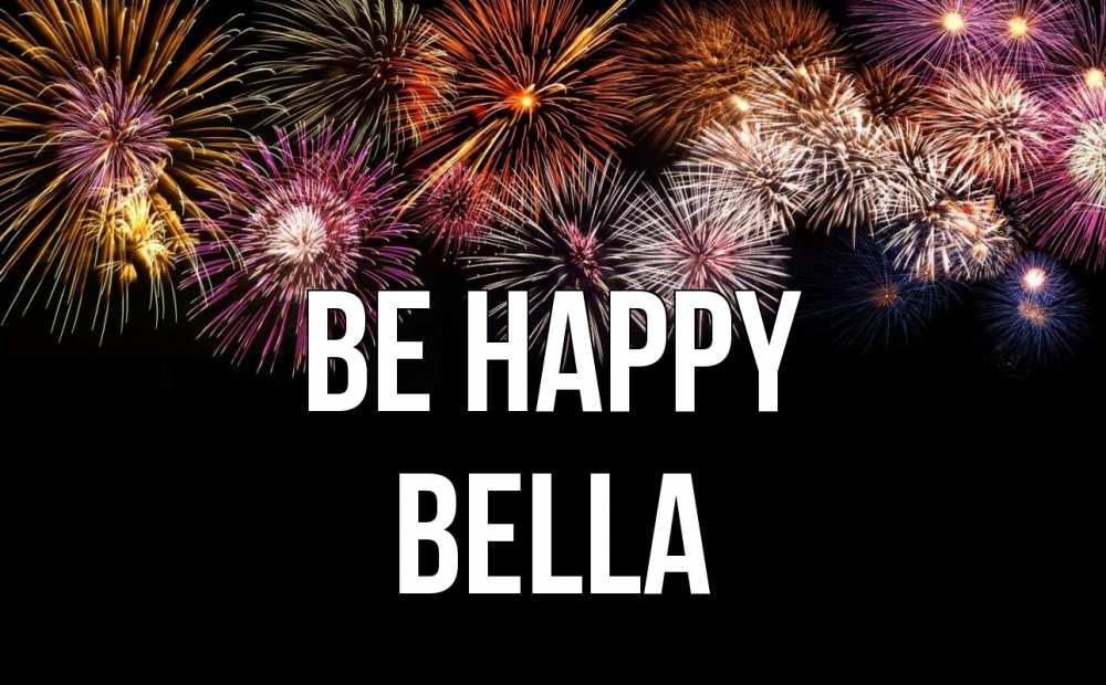 Greetings card с именем, Bella Be happy Фейрверг 1 Greetings with text for free download 