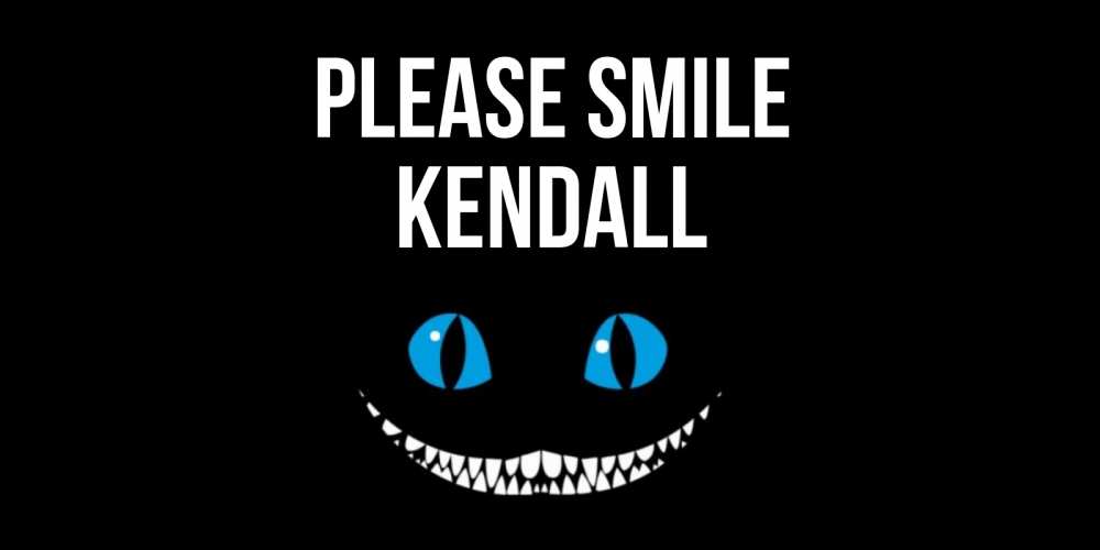Greetings card с именем, Kendall Please smile кот улыбается Greetings with text for free download 