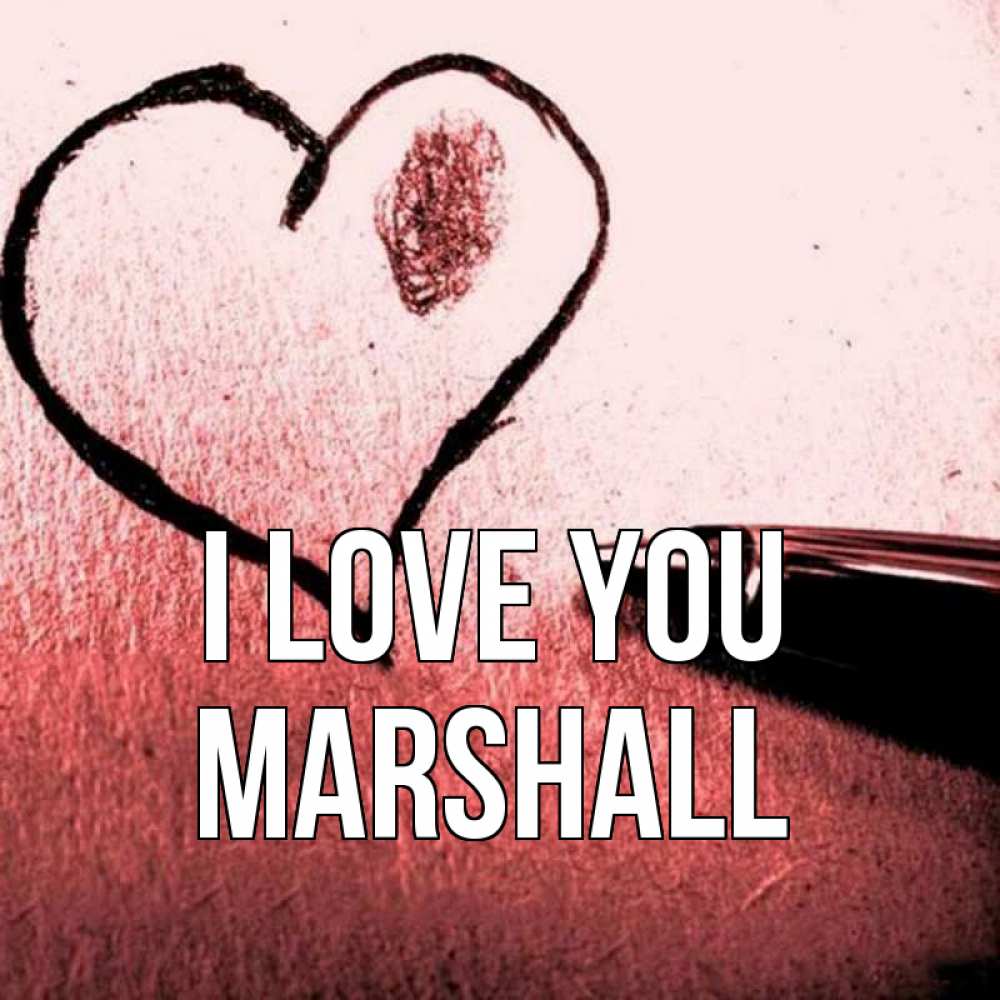 Greetings card с именем, Marshall I love you черное сердце Greetings with text for free download 