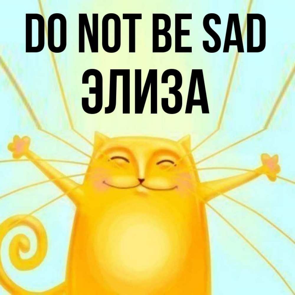Greetings card с именем, Элиза Do not be sad обнимашки усатые Greetings with text for free download 