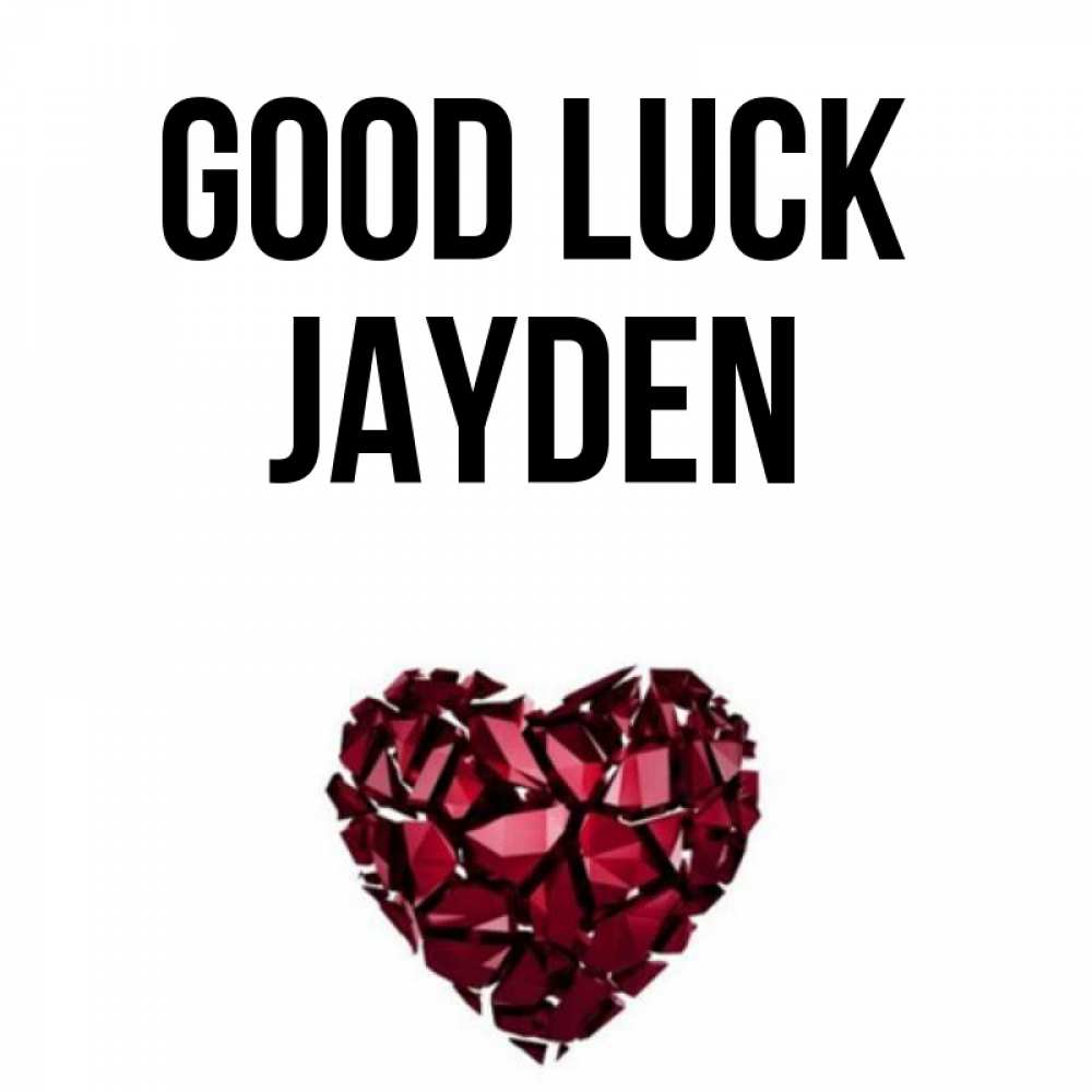 Greetings card с именем, Jayden Good luck бордовое из кристаллов  1 Greetings with text for free download 