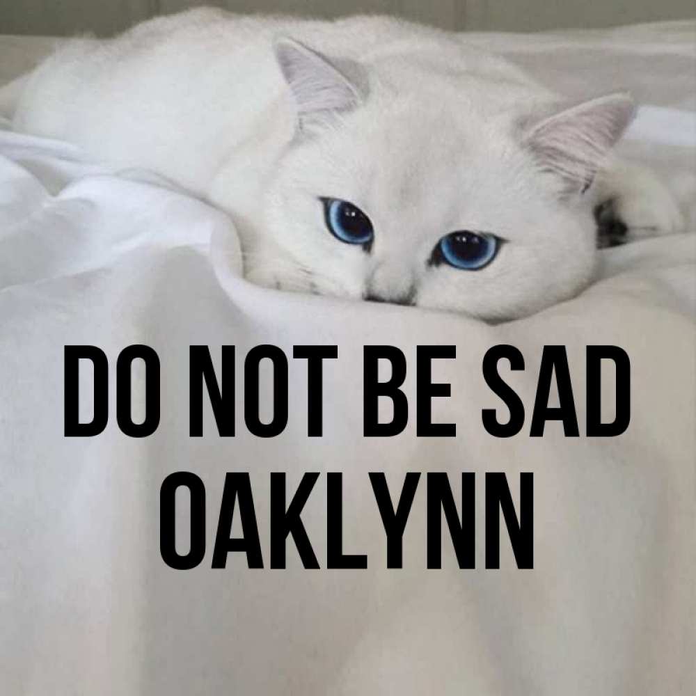 Greetings card с именем, Oaklynn Do not be sad Голубоглазая кошка Greetings with text for free download 