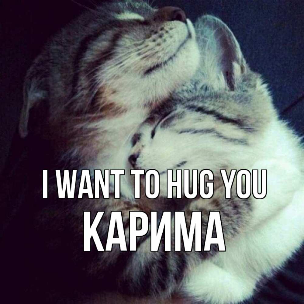 Greetings card с именем, Карима I want to hug you полосатики Greetings with text for free download 