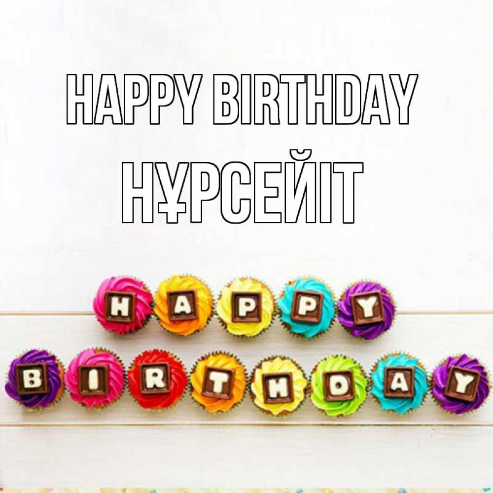 Greetings card с именем, НҰРСЕЙІТ Happy Birthday из кексов и шоколада Greetings with text for free download 