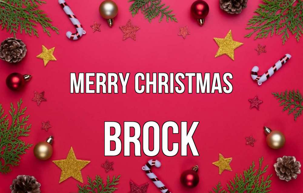 Greetings card с именем, Brock Merry Christmas с рождеством Greetings with text for free download 
