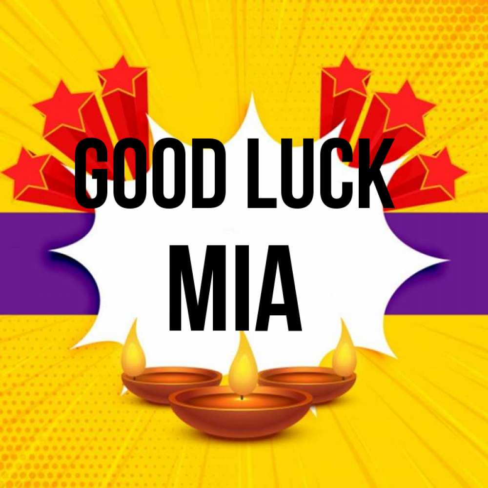 Greetings card с именем, Mia Good luck векторное изображение Greetings with text for free download 