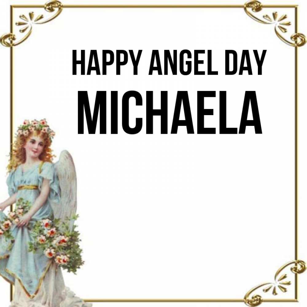 Greetings card с именем, Michaela happy angel day с именинами от девушки ангела Greetings with text for free download 