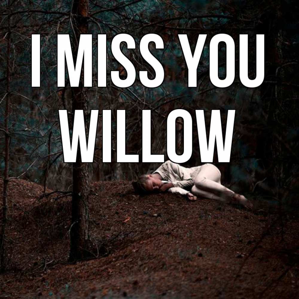 Greetings card с именем, Willow I miss you очень Greetings with text for free download 