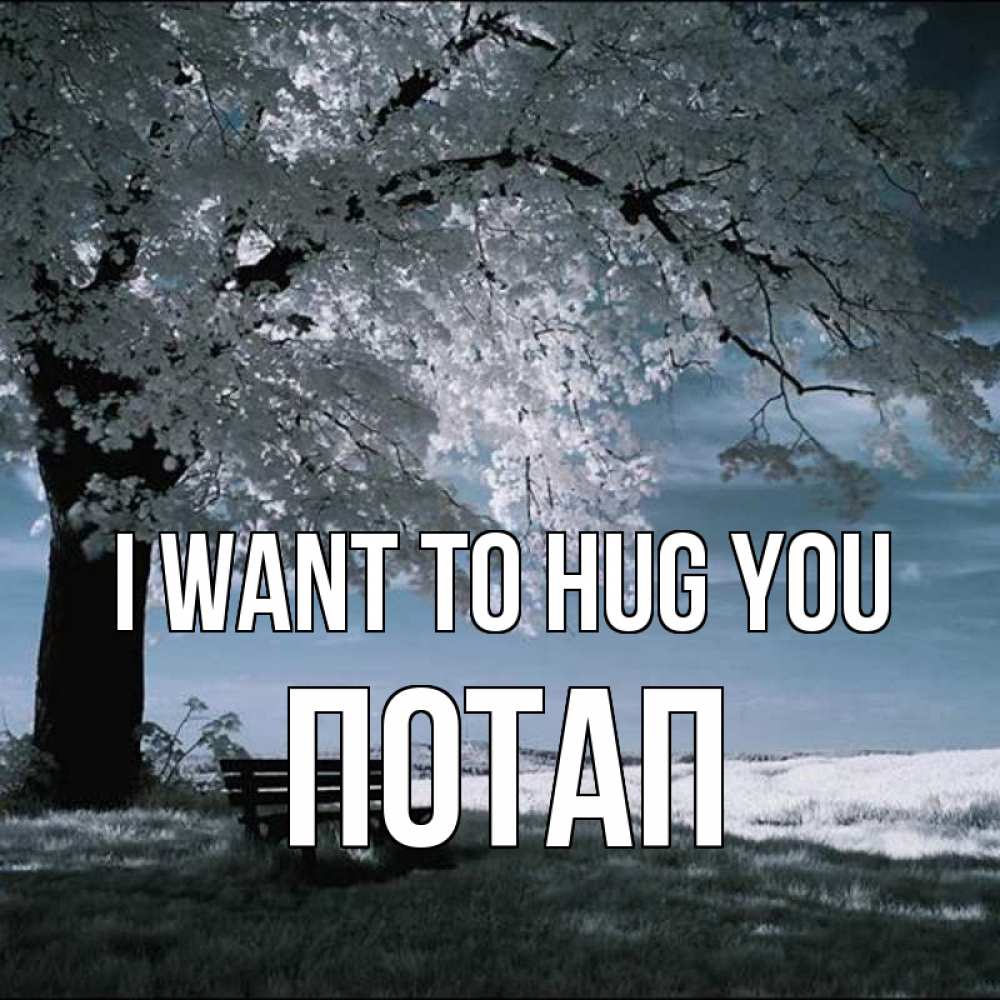 Greetings card с именем, Потап I want to hug you дерево Greetings with text for free download 