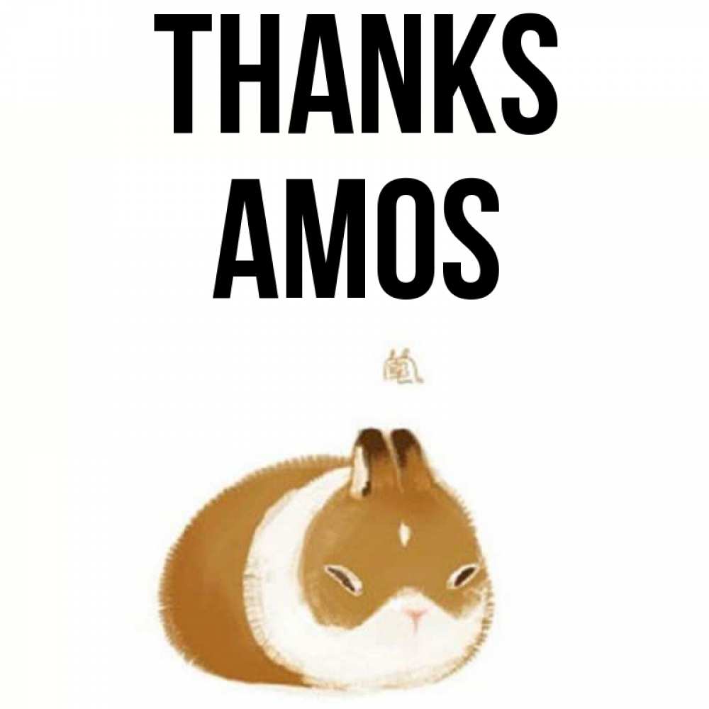 Greetings card с именем, Amos Thanks коричнево белый домашний питомец Greetings with text for free download 
