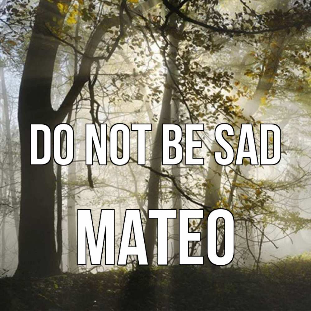 Greetings card с именем, Mateo Do not be sad лес и свет Greetings with text for free download 