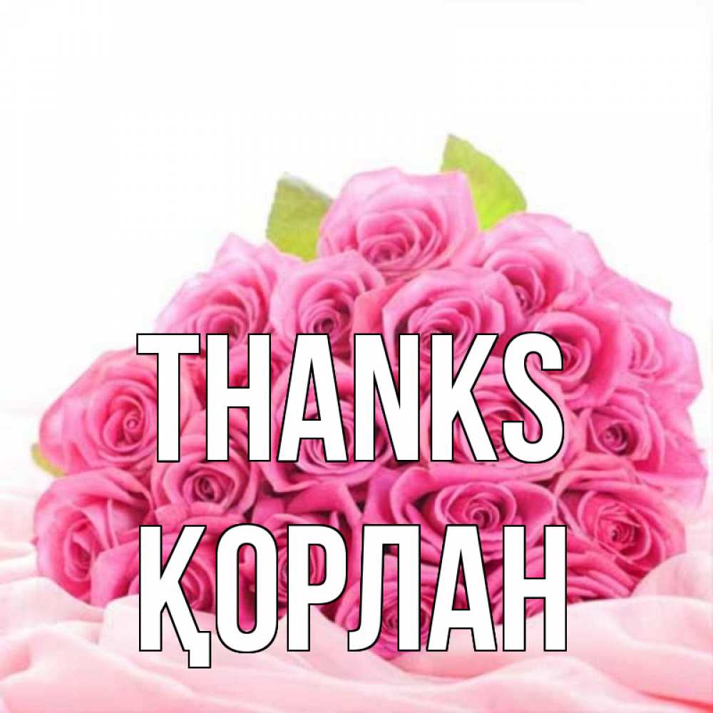 Greetings card с именем, ҚОРЛАН Thanks розовые розы с подписью Greetings with text for free download 