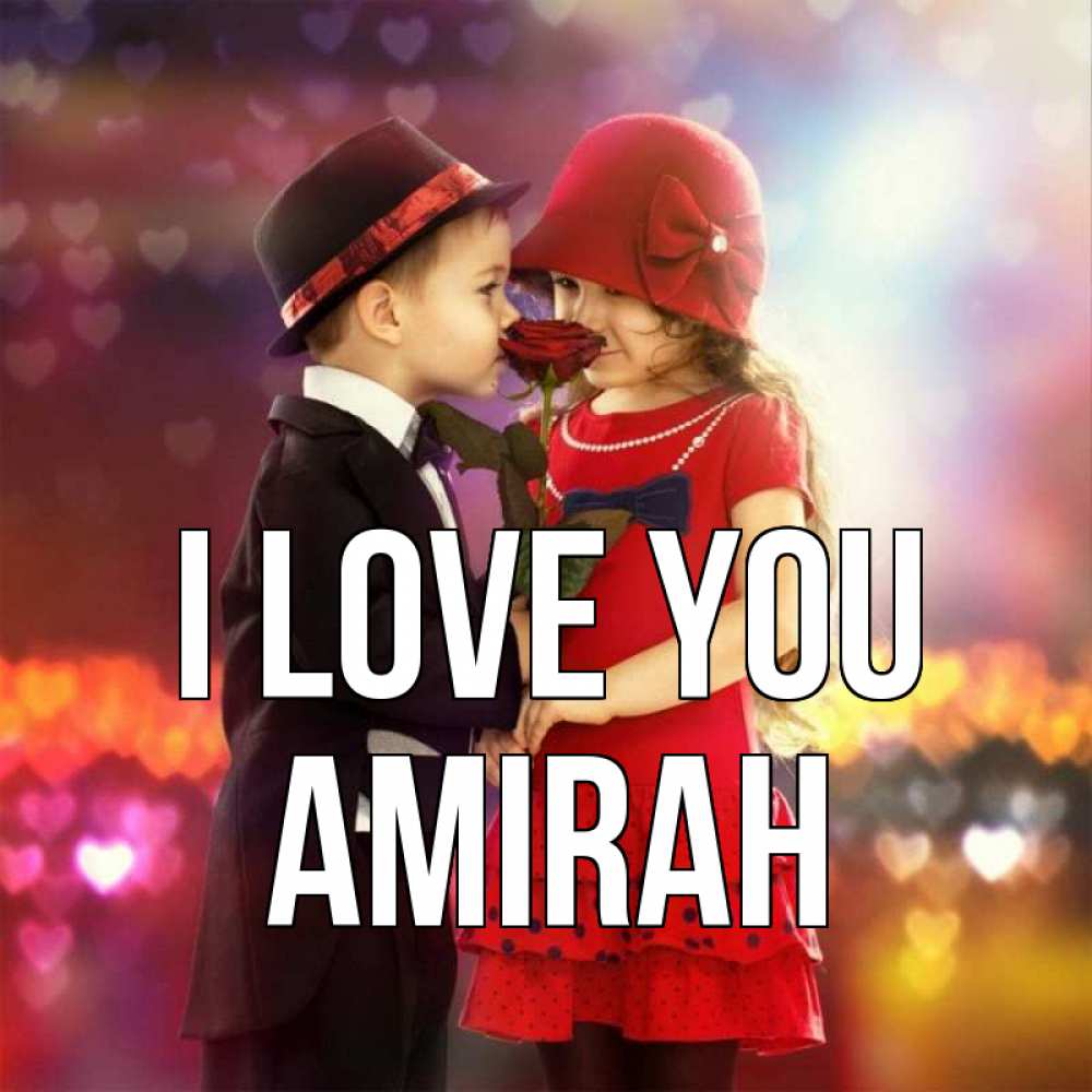 Greetings card с именем, Amirah I love you черное и красное и роза Greetings with text for free download 