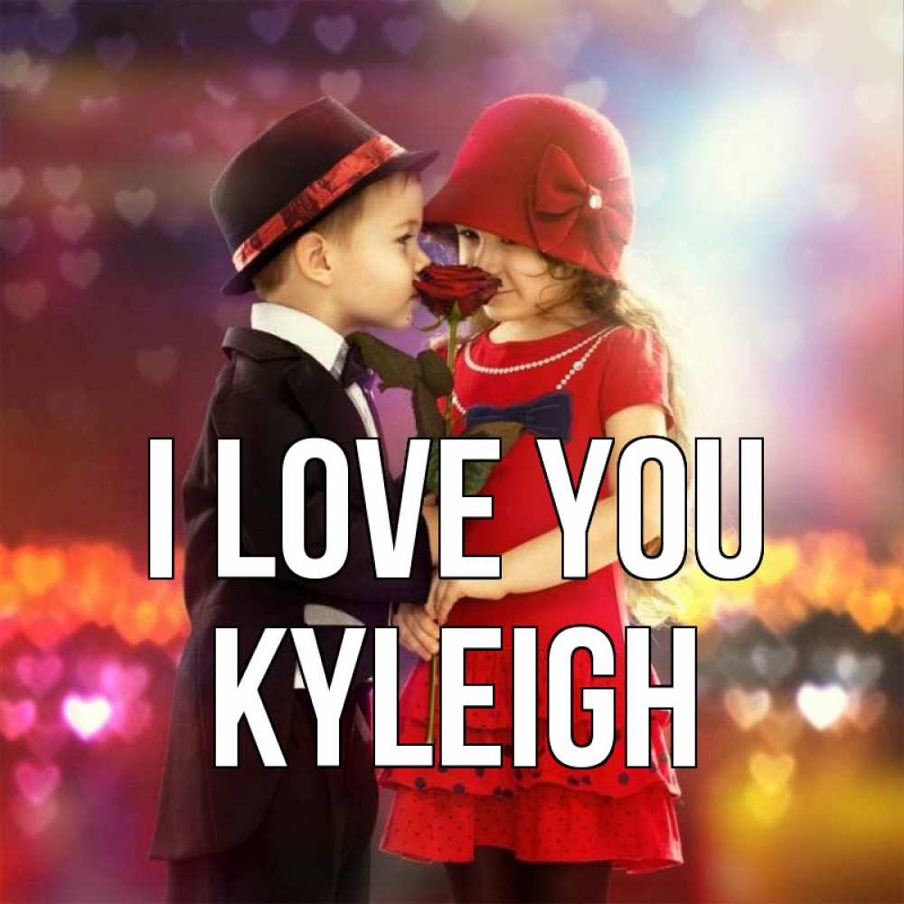 Greetings card с именем, Kyleigh I love you черное и красное и роза Greetings with text for free download 