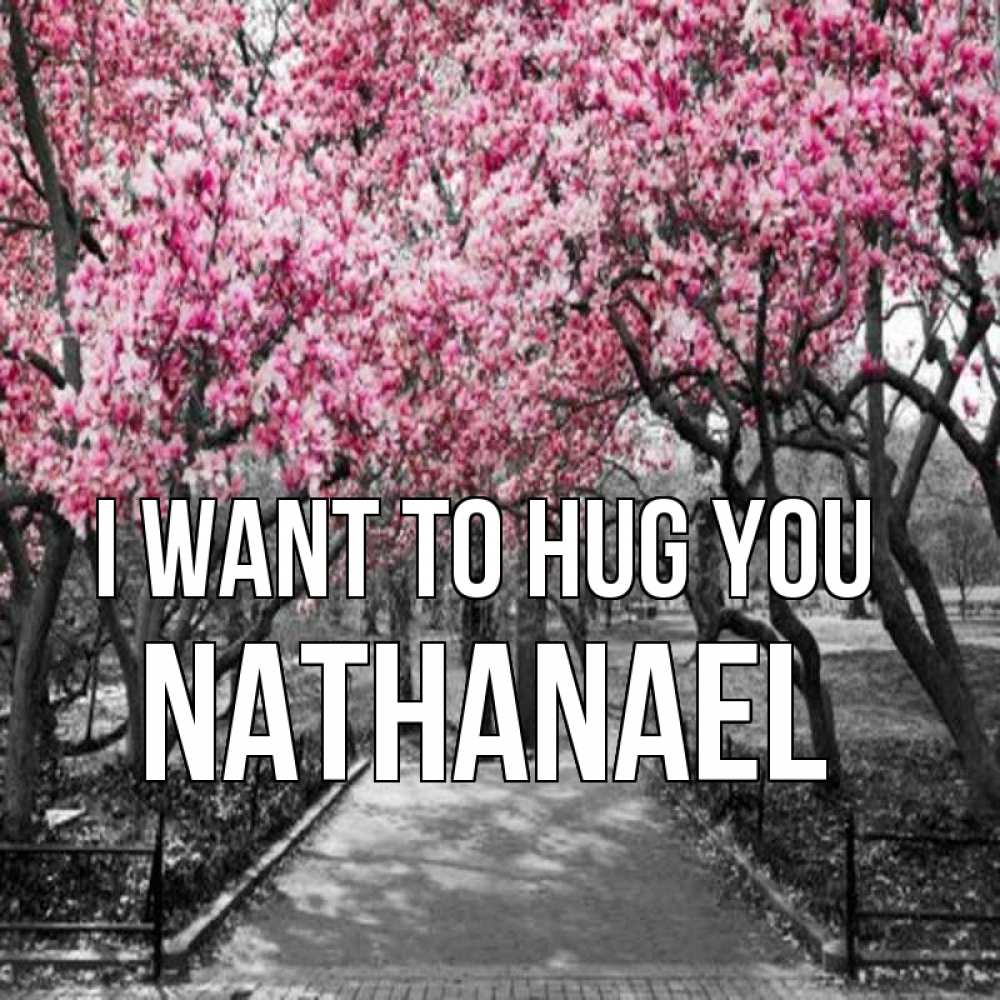 Greetings card с именем, Nathanael I want to hug you обработанное фото Greetings with text for free download 