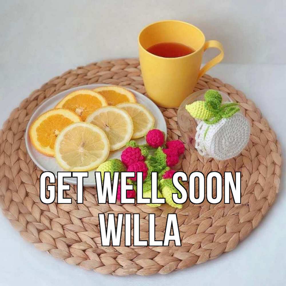 Greetings card с именем, Willa Get well soon вязаные штучки Greetings with text for free download 