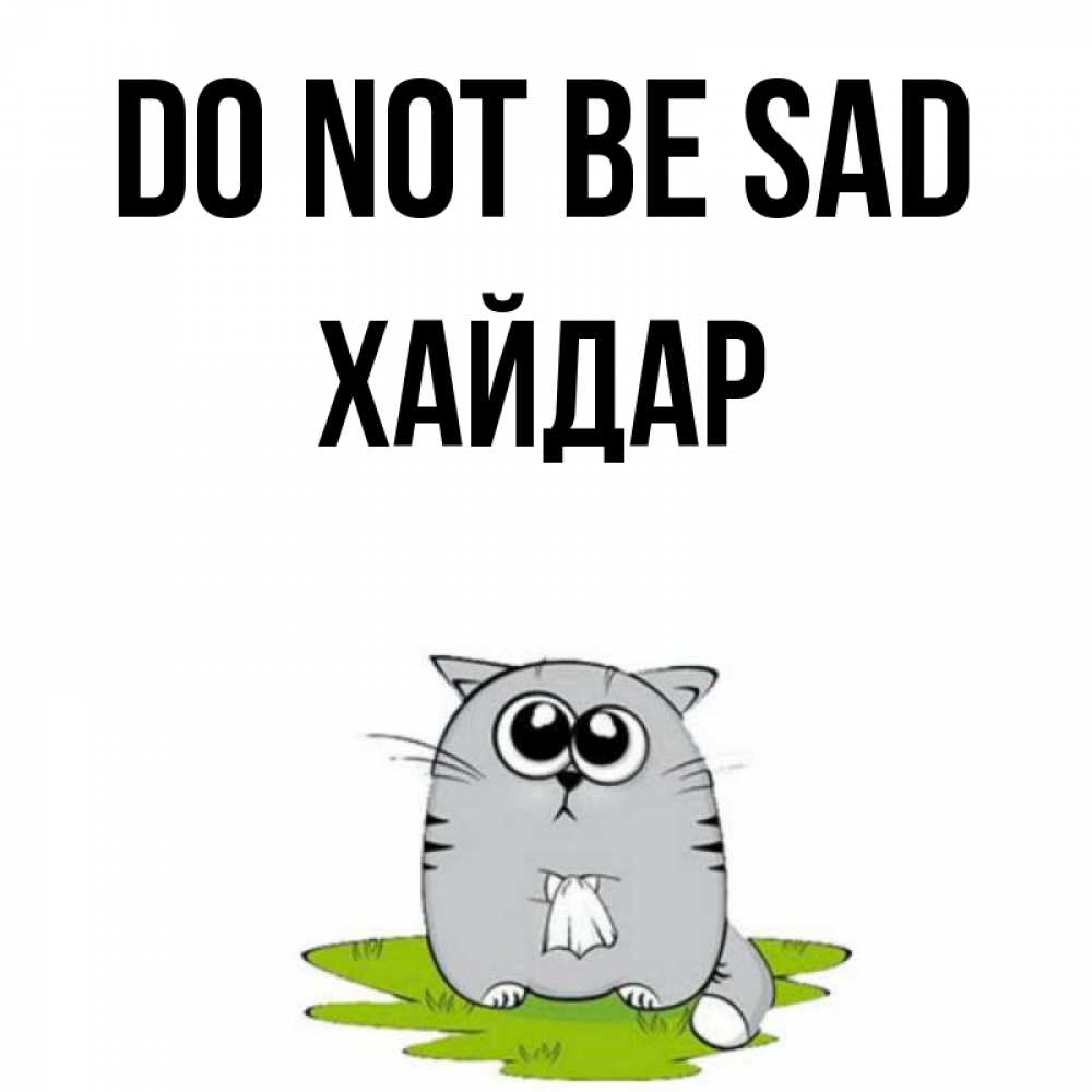 Greetings card с именем, ХАЙДАР Do not be sad грустный котяра Greetings with text for free download 