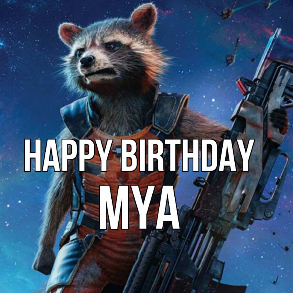 Greetings card с именем, Mya Happy Birthday реактивный Рокета Greetings with text for free download 