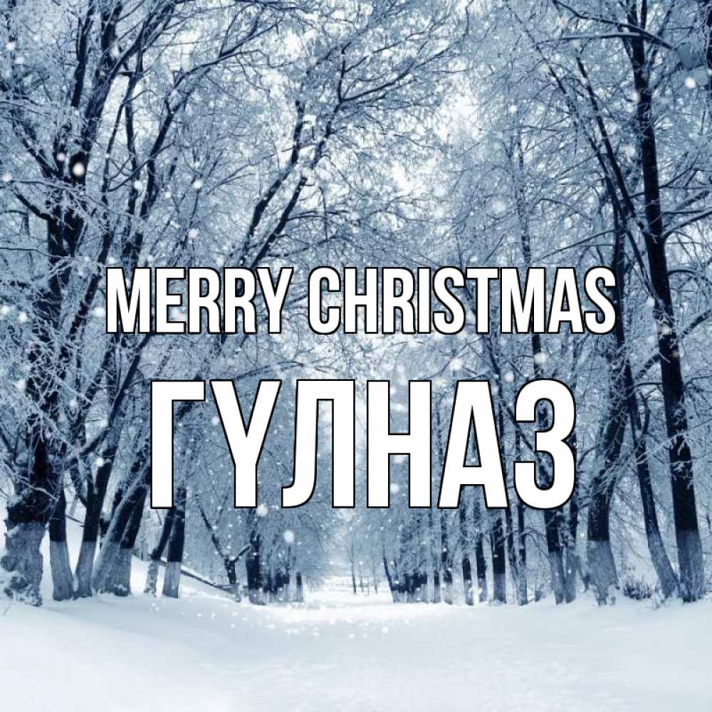 Greetings card с именем, ГҮЛНАЗ Merry Christmas снег, лес, парк Greetings with text for free download 