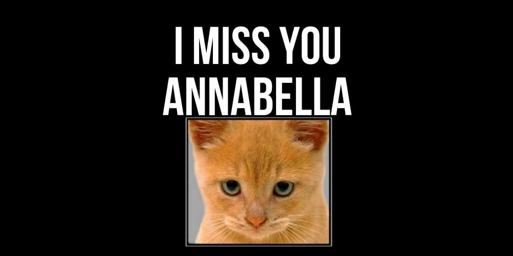 Greetings card с именем, Annabella I miss you открытки рыжий котенок скучает по тебе Greetings with text for free download 
