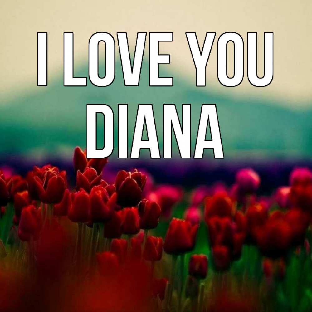 Greetings card с именем, Diana I love you тюльпаны 4 Greetings with text for free download 