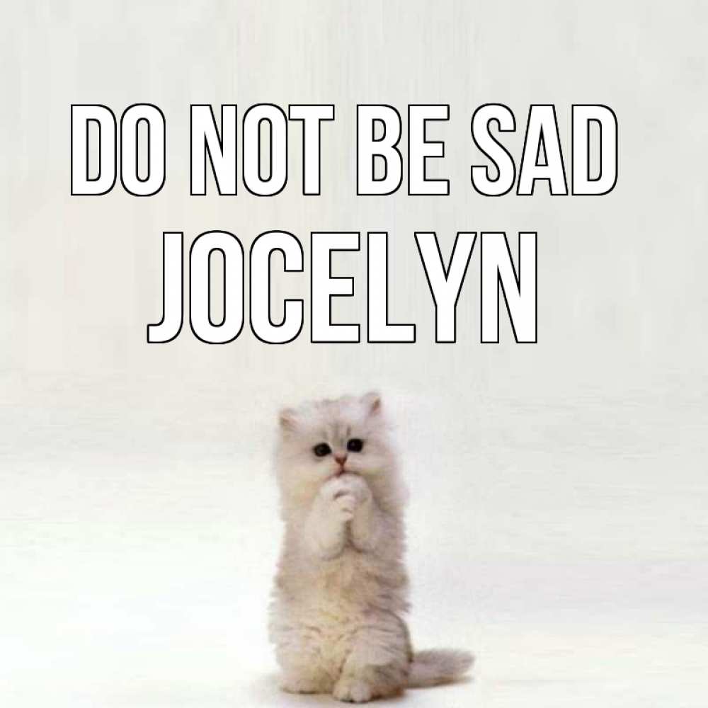 Greetings card с именем, Jocelyn Do not be sad грустный кот Greetings with text for free download 