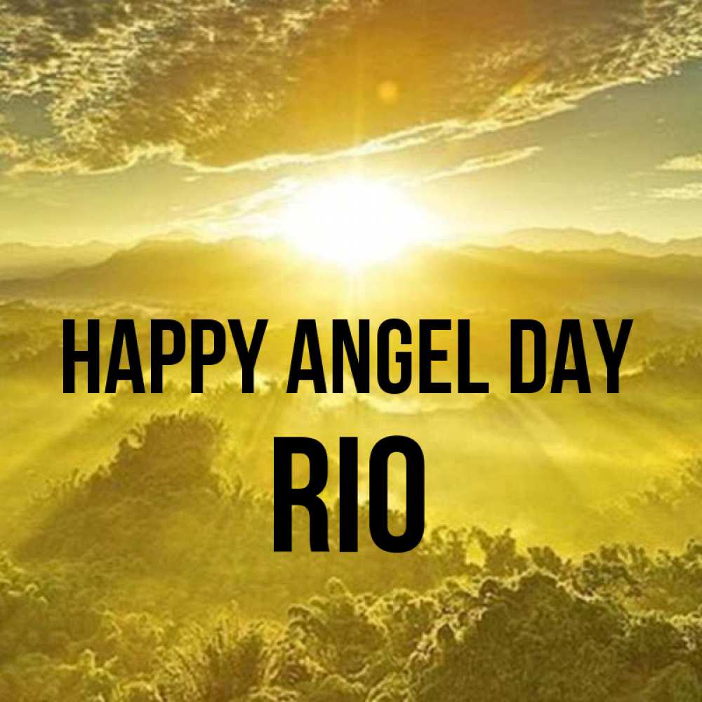 Greetings card с именем, Rio happy angel day леса и небо в желтом Greetings with text for free download 