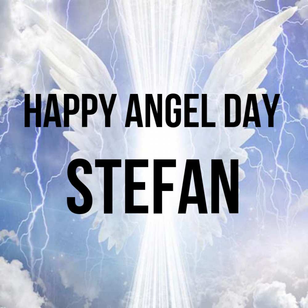 Greetings card с именем, Stefan happy angel day молнии на небе и свет Greetings with text for free download 