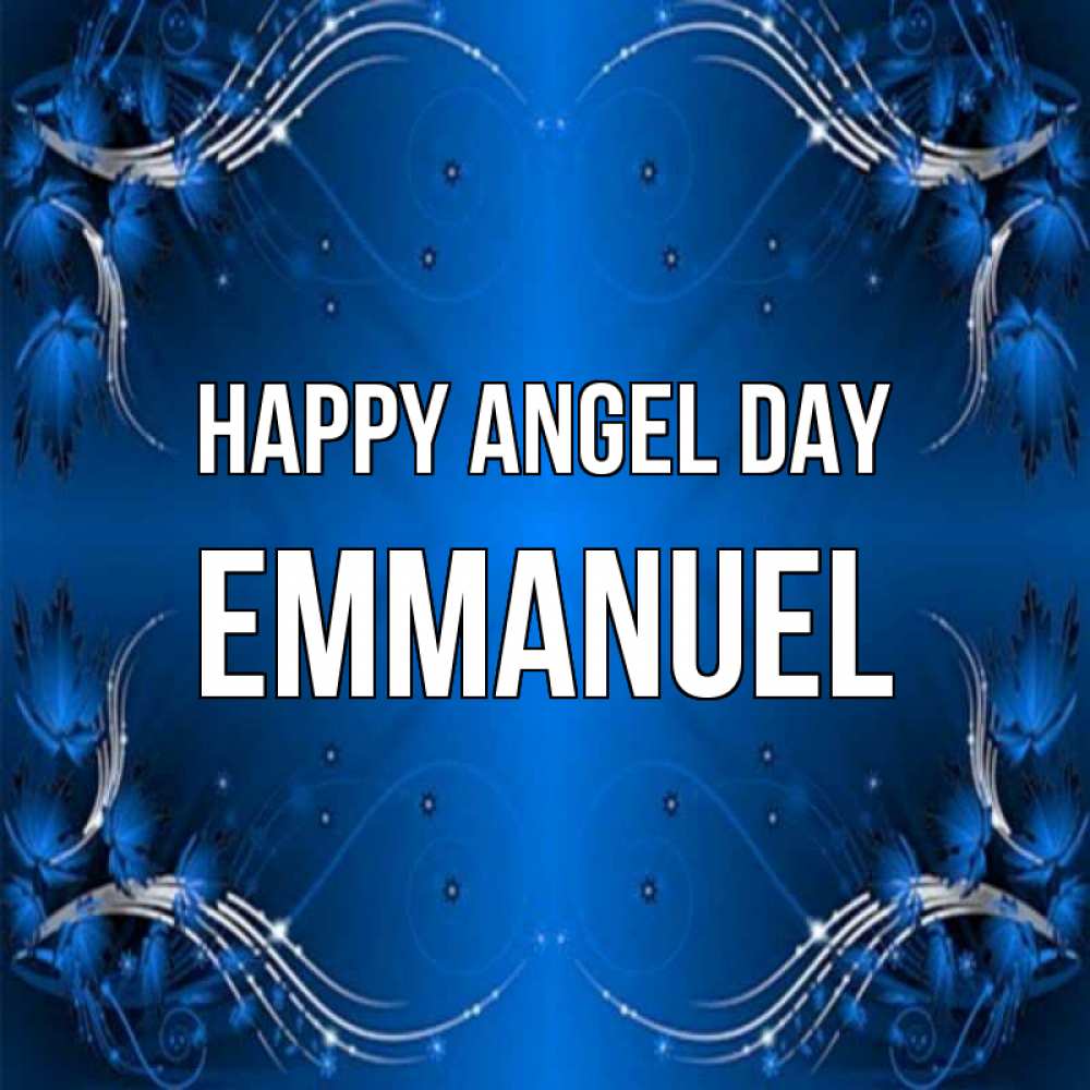 Greetings card с именем, Emmanuel happy angel day красивая рамочка с узорами Greetings with text for free download 