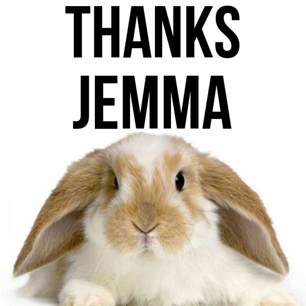 Greetings card с именем, Jemma Thanks коричнево белый заяц Greetings with text for free download 
