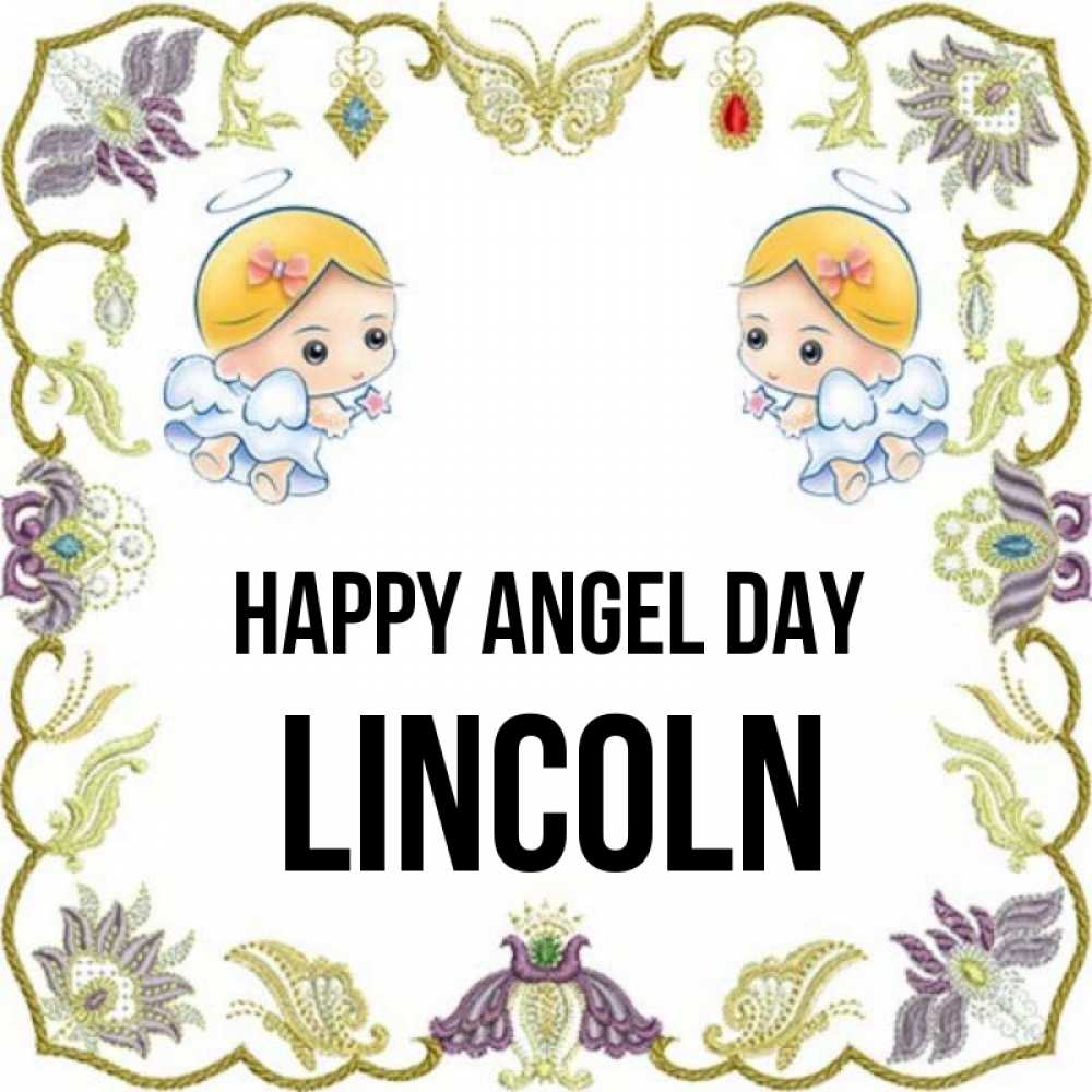 Greetings card с именем, Lincoln happy angel day маленькие ангелы с крылышками Greetings with text for free download 