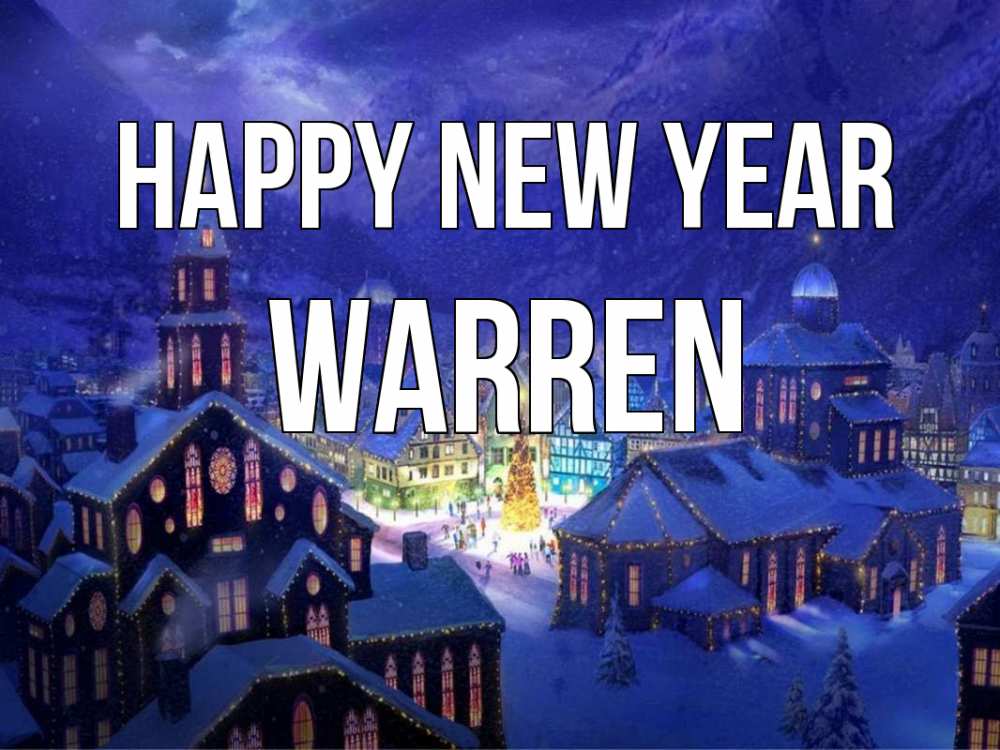 Greetings card с именем, Warren Happy New Year новый год Greetings with text for free download 