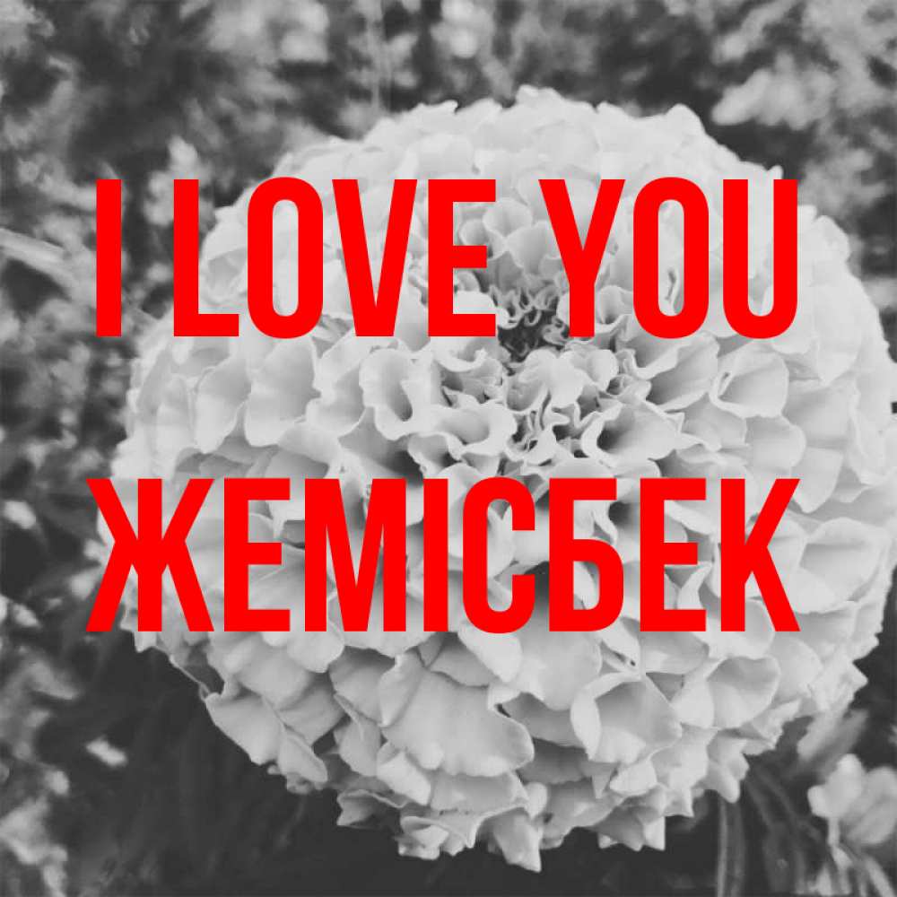 Greetings card с именем, Жемісбек I love you подпись Greetings with text for free download 