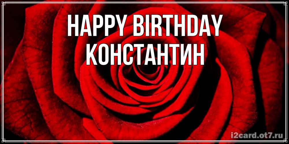 Greetings card с именем, Константин Happy Birthday алая роза Greetings with text for free download 