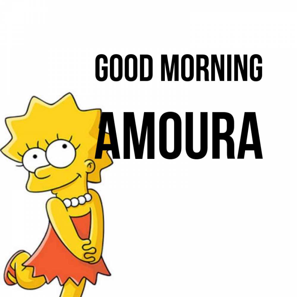Greetings card с именем, Amoura Good morning в платье и ожерелье Greetings with text for free download 