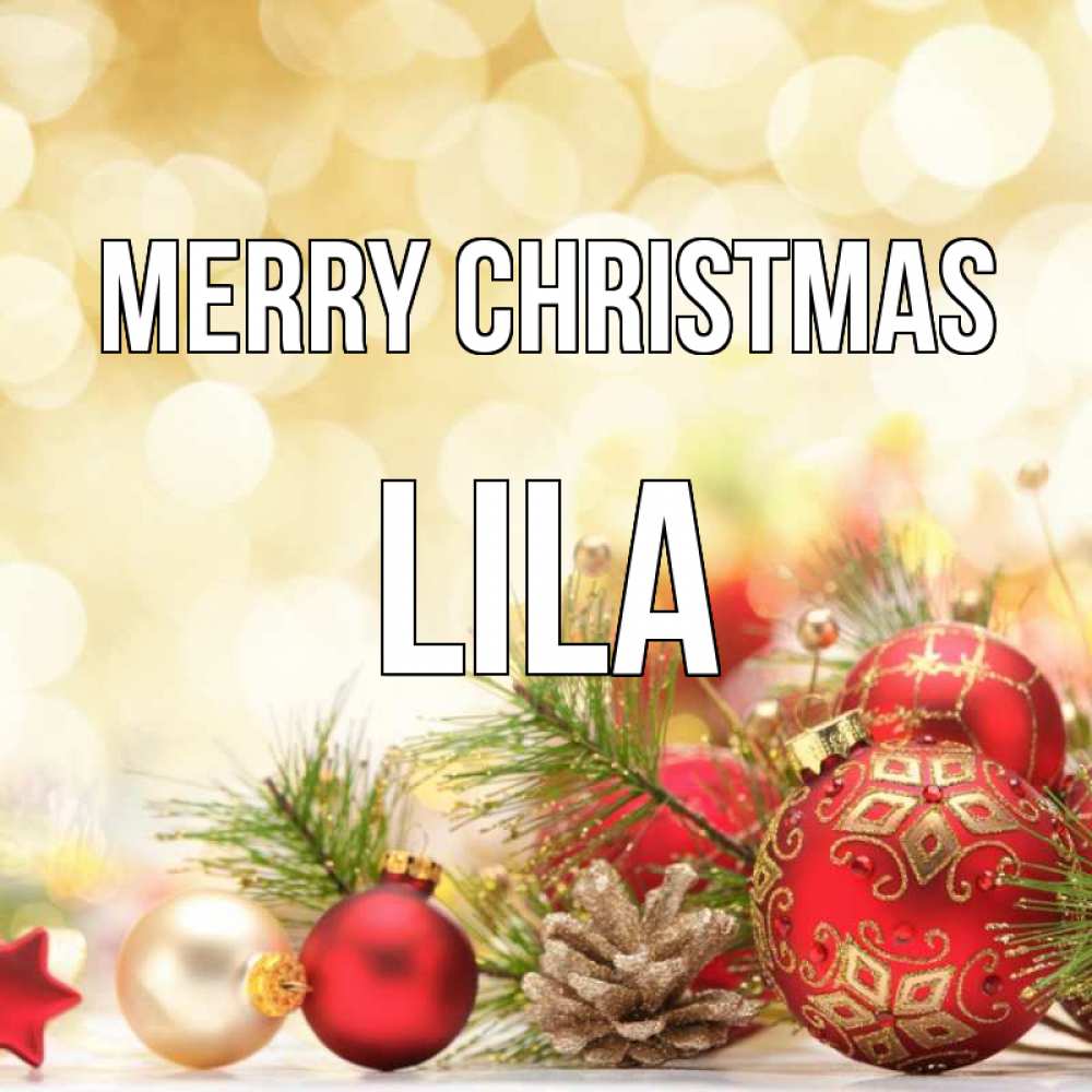 Greetings card с именем, Lila Merry Christmas с рождеством Greetings with text for free download 