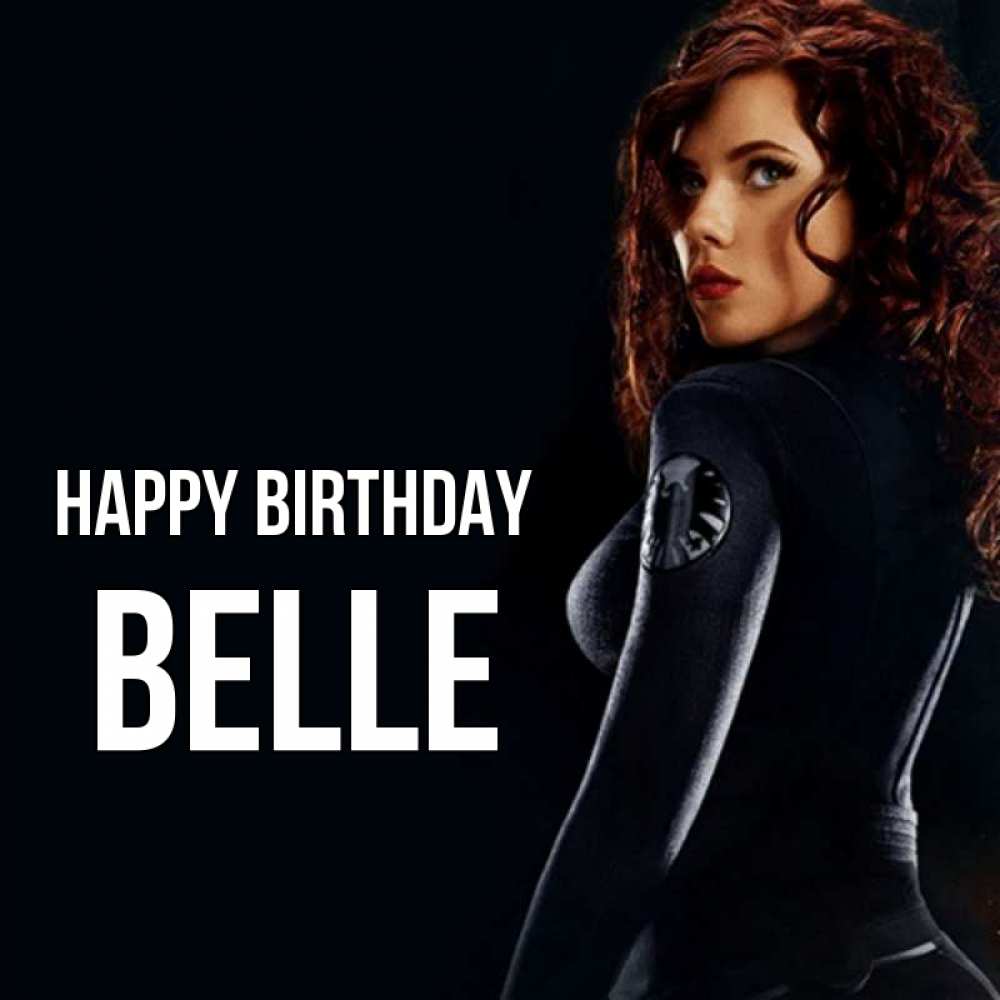 Greetings card с именем, Belle Happy Birthday Марвел черная вдова Greetings with text for free download 