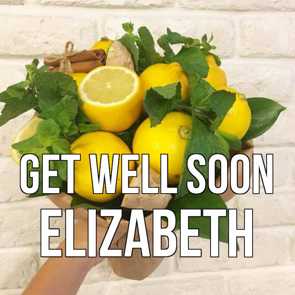Greetings card с именем, Elizabeth Get well soon витамины Greetings with text for free download 