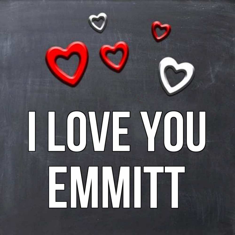 Greetings card с именем, Emmitt I love you сердечки белые и красные Greetings with text for free download 