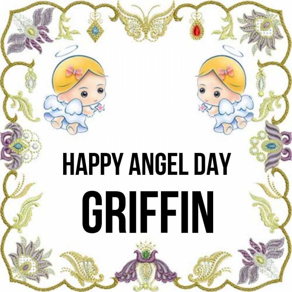 Greetings card с именем, Griffin happy angel day маленькие ангелы с крылышками Greetings with text for free download 
