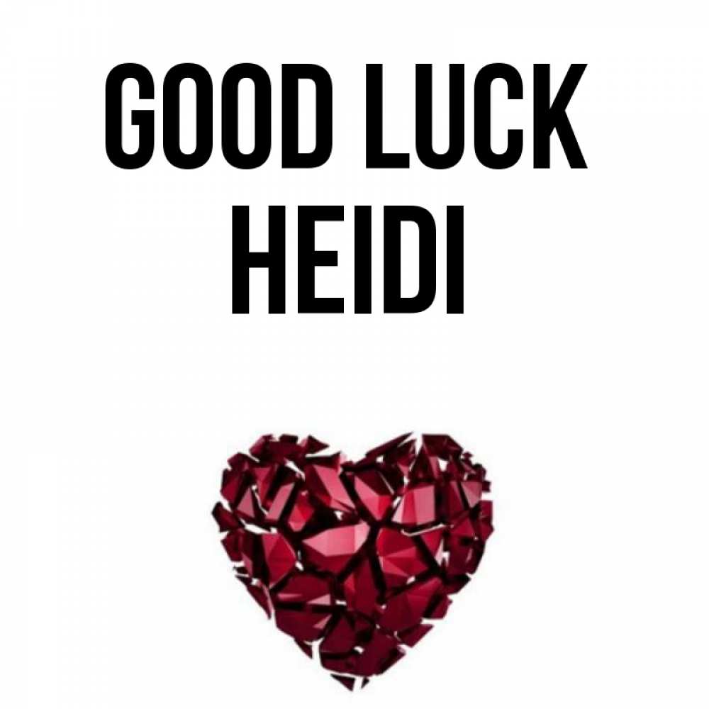 Greetings card с именем, Heidi Good luck бордовое из кристаллов  1 Greetings with text for free download 